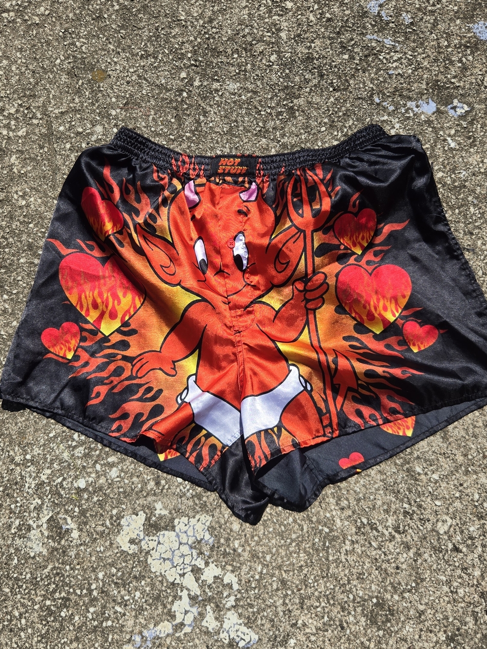 Men's Black & Red Devil Graphic Athletic Shorts